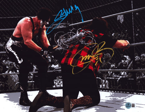 Sting & Mick Foley dual signed Metallic 11x14 Photo (w/ Beckett)