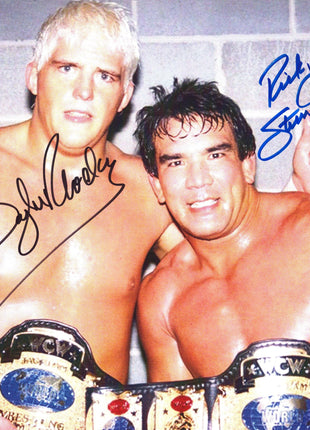 Dustin Rhodes & Ricky Steamboat dual signed 11x14 Photo