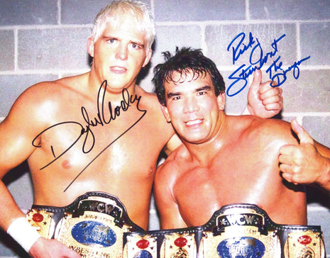 Dustin Rhodes & Ricky Steamboat dual signed 11x14 Photo