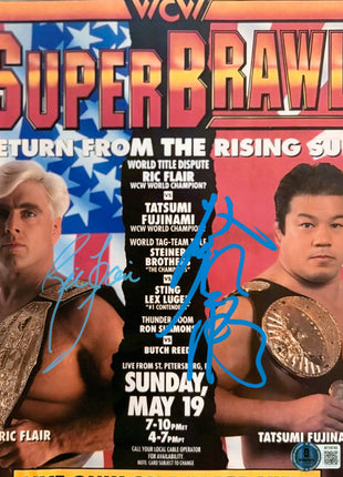 Ric Flair & Tatsumi Fujinami dual signed 8x10 Photo (w/ Beckett)