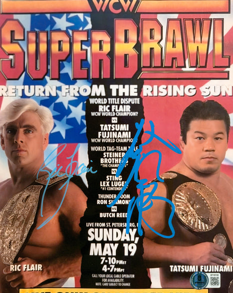 Ric Flair & Tatsumi Fujinami dual signed 8x10 Photo (w/ Beckett)