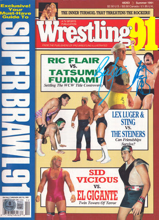 Ric Flair & Tatsumi Fujinami dual signed Wrestling 91 Magazine Summer 1991