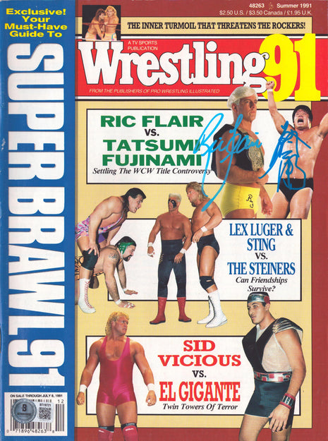 Ric Flair & Tatsumi Fujinami dual signed Wrestling 91 Magazine Summer 1991