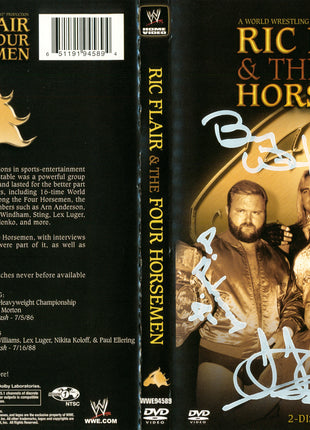 Ric Flair, Barry Windham, Arn Anderson, Tully Blanchard & JJ Dillion multi-signed DVD Cover (No Discs)
