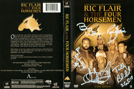 Ric Flair, Barry Windham, Arn Anderson, Tully Blanchard & JJ Dillion multi-signed DVD Cover (No Discs)