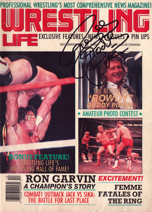 Rowdy Roddy Piper signed Wrestling Life Magazine December 1988