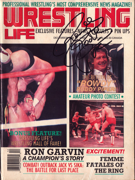 Rowdy Roddy Piper signed Wrestling Life Magazine December 1988