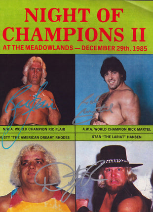Ric Flair, Rick Martel & Dusty Rhodes triple signed Night of Champions II Program