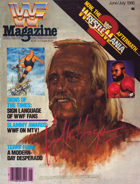Hulk Hogan signed WWF Magazine June/July 1986 *RED PAINT*