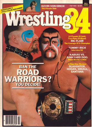 Animal signed Wrestling 84 Magazine Fall 1984
