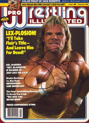 Lex Luger signed Pro Wrestling Illustrated Magazine February 1989