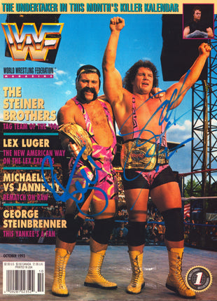 Rick Steiner & Scott Steiner dual signed WWF Magazine October 1993