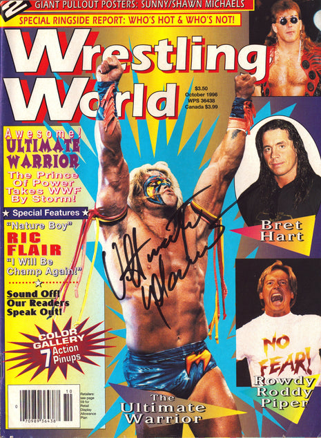 Ultimate Warrior signed Wrestling World Magazine October 1996
