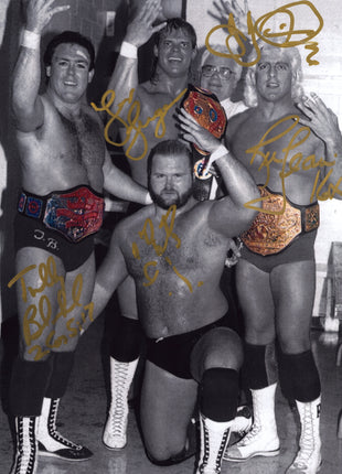 Lex Luger, Ric Flair, Arn Anderson, Tully Blanchard & JJ Dillon multi-signed 11x14 Photo