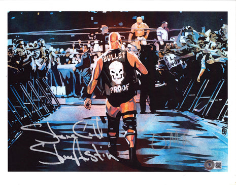 Stone Cold Steve Austin signed 11x14 Schamberger Art (w/ Beckett)