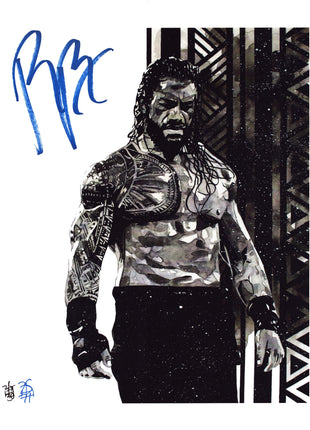 Roman Reigns signed 11x14 Schamberger Art