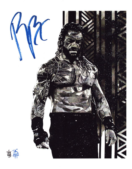 Roman Reigns signed 11x14 Schamberger Art