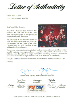 Scott Hall, X-Pac & Kevin Nash triple signed 11x14 Photo (w/ PSA)