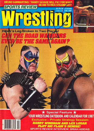 Hawk & Animal signed Sports Review Magazine February 1987