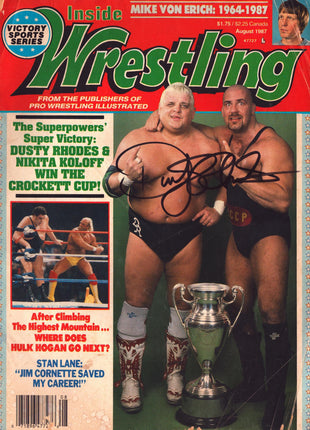 Dusty Rhodes signed Inside Wrestling Magazine August 1987
