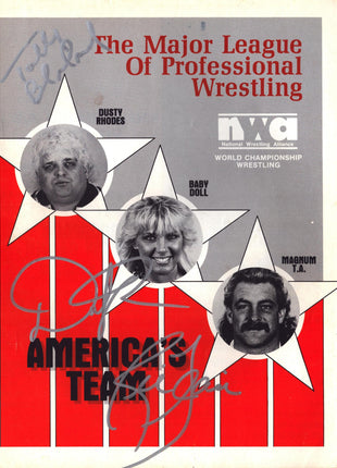 Dusty Rhodes, Ric Flair & Tully Blanchard triple signed NWA Program