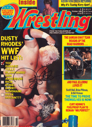 Dusty Rhodes signed Inside Wrestling Magazine October 1989