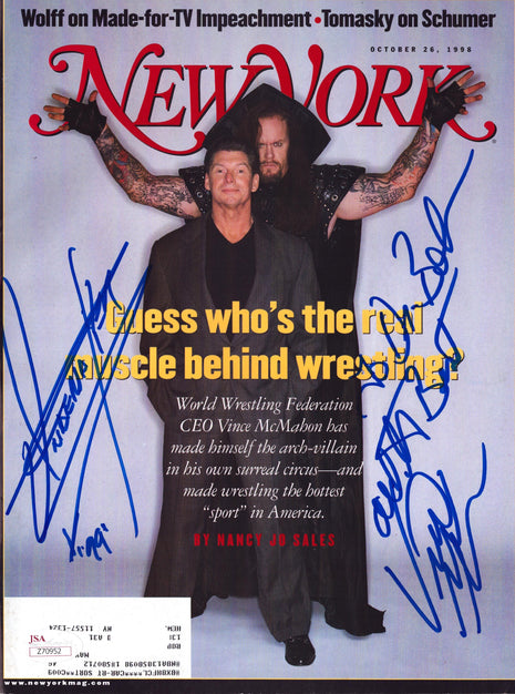 Vince McMahon & Undertaker dual signed New York Magazine October 26 1998 (w/ JSA)