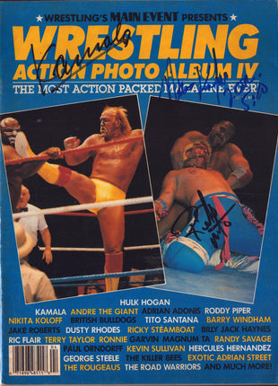 Kamala, Nikita Koloff, Ricky Morton & Tully Blanchard (back cover) multi-signed Wrestling Action Photo Album Magazine 1987
