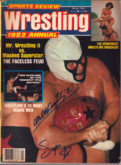 Mr Wrestling & Masked Superstar dual signed Sports Review Wrestling Annual Magazine Winter 1982
