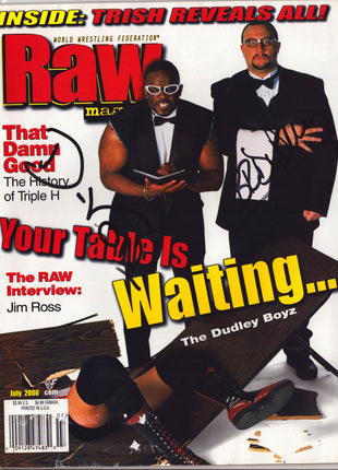 D-von Dudley & Bubba Ray Dudley dual signed WWF RAW Magazine July 2000