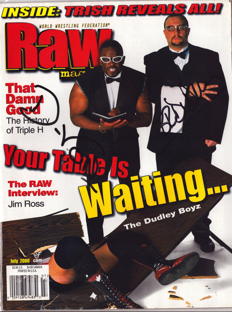D-von Dudley & Bubba Ray Dudley dual signed WWF RAW Magazine July 2000