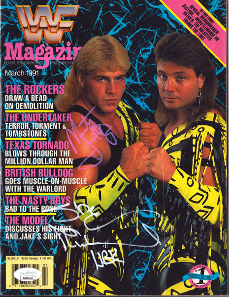 Shawn Michaels & Marty Jannetty signed WWF Magazine March 1991 (w/ JSA)