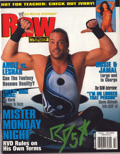 Rob Van Dam signed WWE RAW Magazine November 2002 *GREEN PAINT INITIALS*