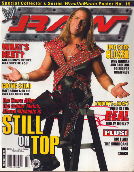 Shawn Michaels signed WWE RAW Magazine February 2004