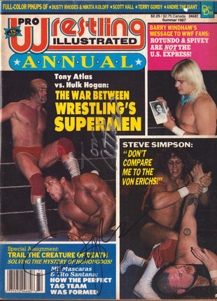 Dusty Rhodes & Tony Atlas dual signed Pro Wrestling Illustrated Magazine Summer 1987