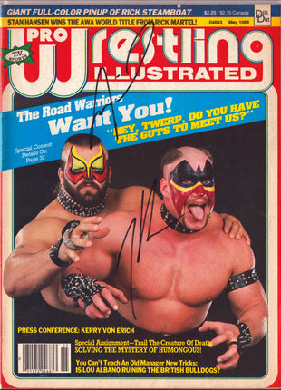 Hawk & Animal dual signed Pro Wrestling Illustrated Magazine May 1986
