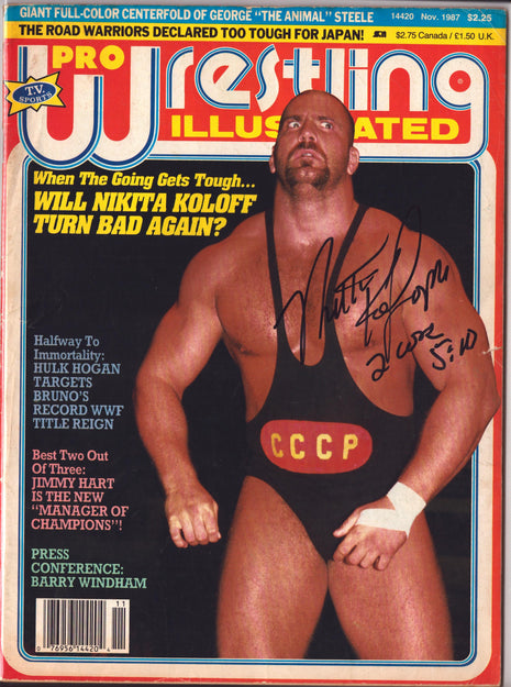 Nikita Koloff signed Pro Wrestling Illustrated Magazine November 1987 *BLACK SHARPIE*