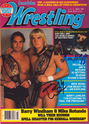Barry Windham & Ivan Koloff dual signed Inside Wrestling Magazine March 1986
