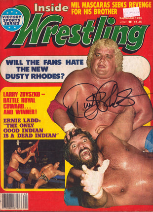 Dusty Rhodes signed Inside Wrestling Magazine September 1980