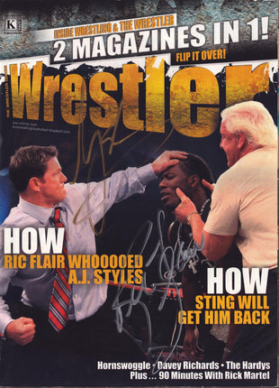 AJ Styles & Ric Flair dual signed The Wrestler Magazine June 2010