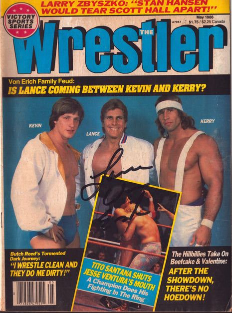 Lance Von Erich signed The Wrestler Magazine May 1986