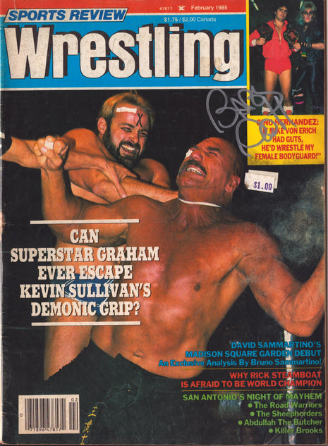 Baby Doll signed Sports Review Wrestling Magazine February 1985