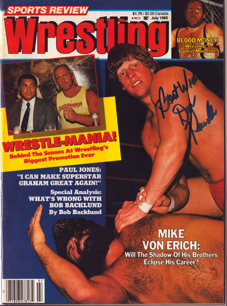 Don Kernodle signed Sports Review Wrestling Magazine July 1985