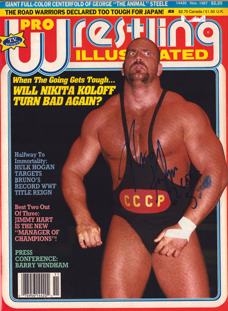 Nikita Koloff signed Pro Wrestling Illustrated Magazine November 1987 *SMUDGED BLUE SHARPIE*