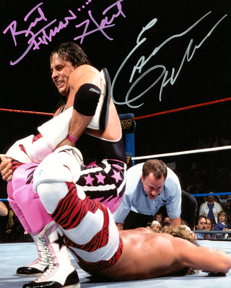 Bret Hart & Earl Hebner dual signed 8x10 Photo