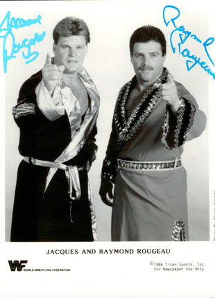 Jacques Rougeau & Raymond Rougeau dual signed 8x10 Photo