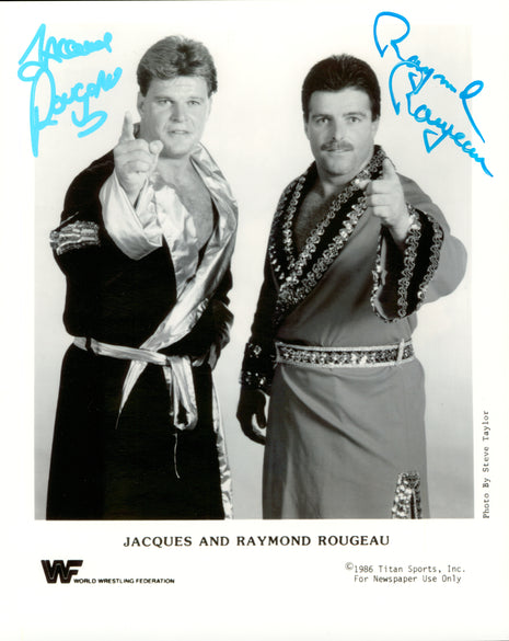 Jacques Rougeau & Raymond Rougeau dual signed 8x10 Photo
