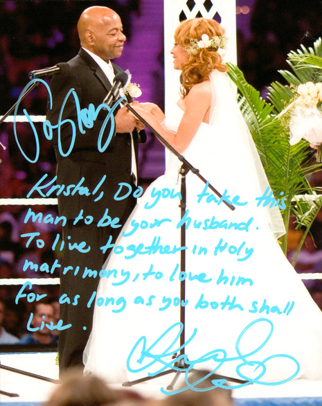 Teddy Long & Kristal Marshall dual signed 8x10 Photo