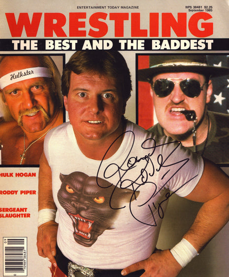 Rowdy Roddy Piper signed Wrestling The Best and The Baddest Magazine September 1985