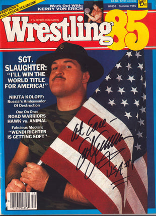 Sgt Slaughter signed Wrestling 85 Magazine Summer 1985
